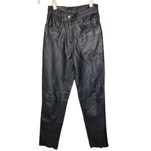 Harley-Davidson Womens High Waist Leather Pants Size 4/32 Moto Biker Chic Black